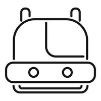 Futuristic monorail train moving on rails line art icon vector