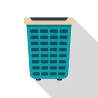Empty laundry basket standing on wheels with long shadow vector