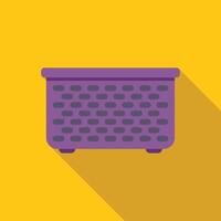 Empty plastic basket standing on yellow background with long shadow vector