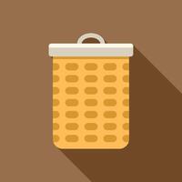 Empty wicker basket with handle standing on brown background vector