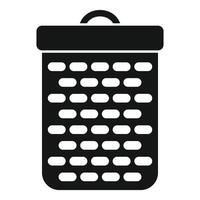 Black empty fishing basket icon, simple style vector