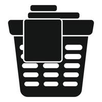 Plastic laundry basket filled with clothes and fabric softener icon vector