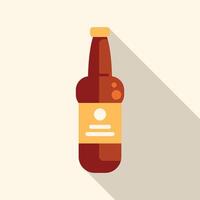 Brown beer bottle with blank label and long shadow vector