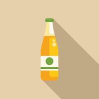 Glass bottle containing sparkling orange juice casting long shadow vector