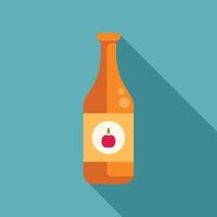 Glass bottle containing sparkling apple cider with long shadow vector