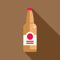 Glass beer bottle with blank label casting long shadow vector