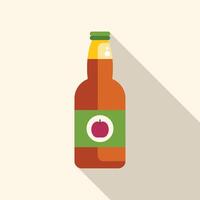 Glass bottle containing sparkling apple cider with long shadow vector
