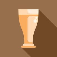 Refreshing glass of beer with bubbles on brown background vector