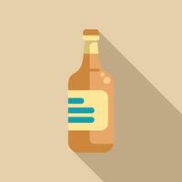 Amber bottle of beer standing on light brown background vector
