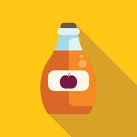 Glass bottle containing delicious apple juice with long shadow vector