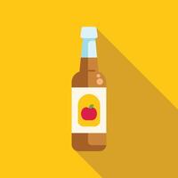Glass bottle of apple cider vinegar with long shadow vector