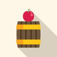 Red apple standing on wooden barrel minimal flat design icon vector