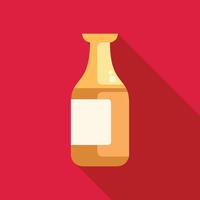Glass bottle containing sparkling wine with blank label on red background vector
