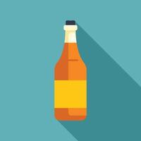 Glass bottle of beer with blank label is standing on blue background vector