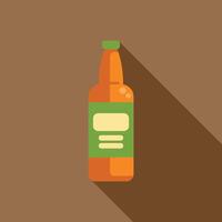 Glass beer bottle with green label casting long shadow vector