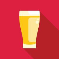Glass of fresh beer with bubbles on red background vector