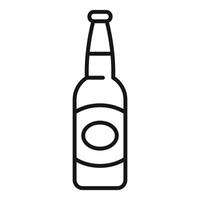 Simple glass beer bottle with blank label minimalist icon vector