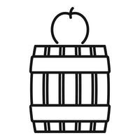 Apple cider vinegar barrel with apple on top line icon vector