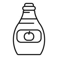 Apple juice bottle with label showing fresh fruit icon vector