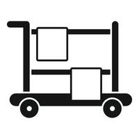 Hotel room service cart holding clean towels icon vector