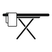 Empty ironing board with folded clothes waiting for ironing vector