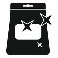 Black foil food package packaging is standing and shining with stars vector