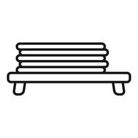 Stack of round wooden timber planks lying on bench line icon vector