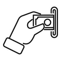 Businessman hand inserting banknote in atm for depositing money vector