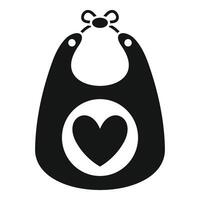 Baby bib with a heart shape being tied with a bow vector