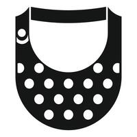 Black and white baby bib with polka dots icon simple style vector