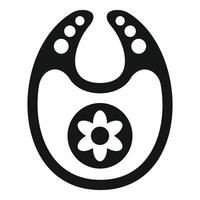 Baby bib with flower icon showing eating and accessories vector
