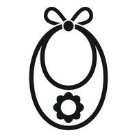Baby bib with flower decoration icon, simple style vector