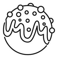 Round cookie covered with chocolate and sprinkles being iced with melted chocolate vector