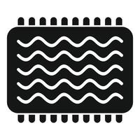 Black square cpu microchip icon with waves for motherboard vector