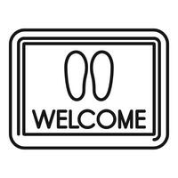 Doormat with welcome sign and slippers footprints indicating where to stand vector