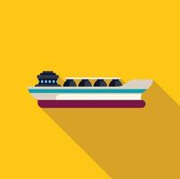 Lng tanker ship floating on water in flat design vector
