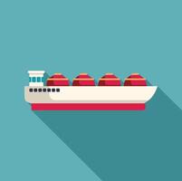 Lng tanker ship floating on water in flat design vector