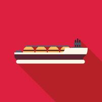 Lng tanker ship carrying liquefied natural gas on red background vector