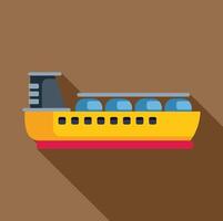 Yellow gas carrier ship floating on water with long shadow vector