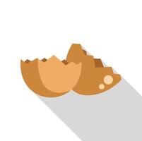 Broken empty eggshell throwing long shadow vector