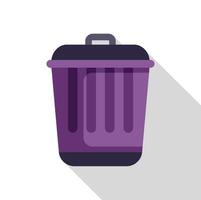 Purple trash can standing with closed lid vector