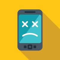 Smartphone showing sad emoticon with closed eyes on screen vector