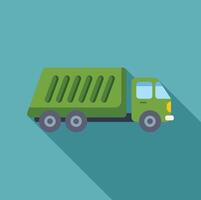 Green garbage truck transporting waste for recycling and disposal vector