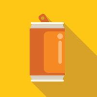 Aluminum can with ring pull tab casting long shadow on yellow background vector