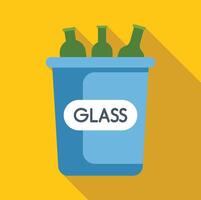 Glass recycling bin with bottles for separate waste collection vector