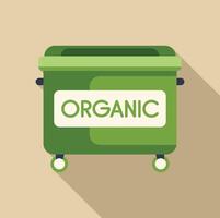 Green wheelie bin container for organic waste sorting and recycling vector