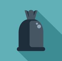 Full trash bag tied up with long shadow vector
