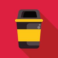 Yellow public trash can for separating waste, recycling garbage bin icon vector