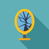 Broken mirror showing reflection being broken on blue background vector