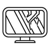 Broken computer monitor showing cracks on screen vector